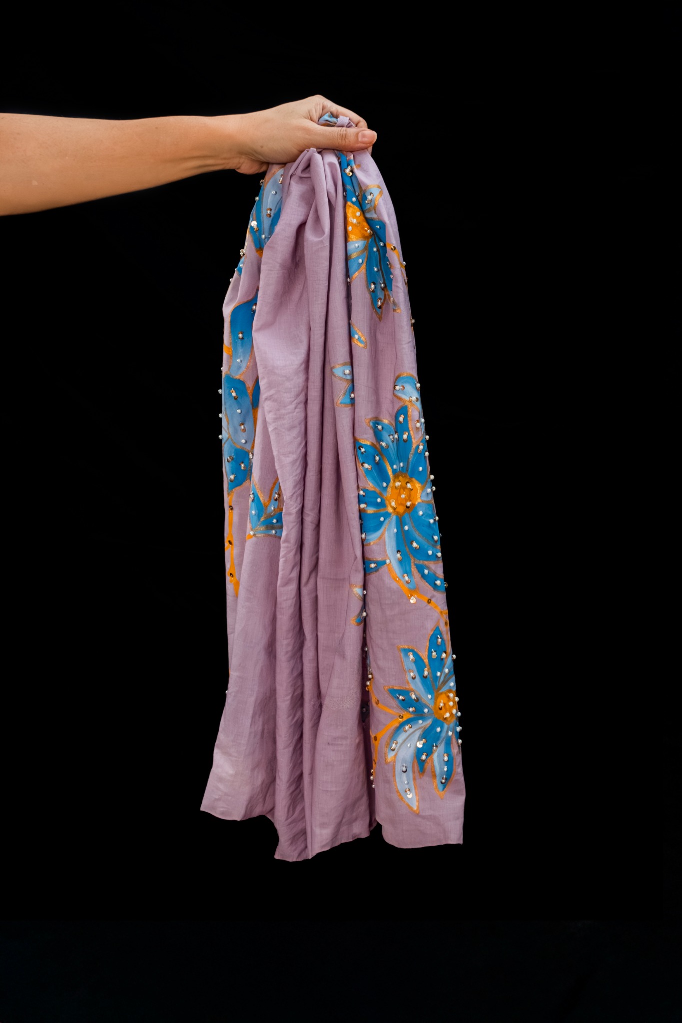 Lavender embroidered scarf