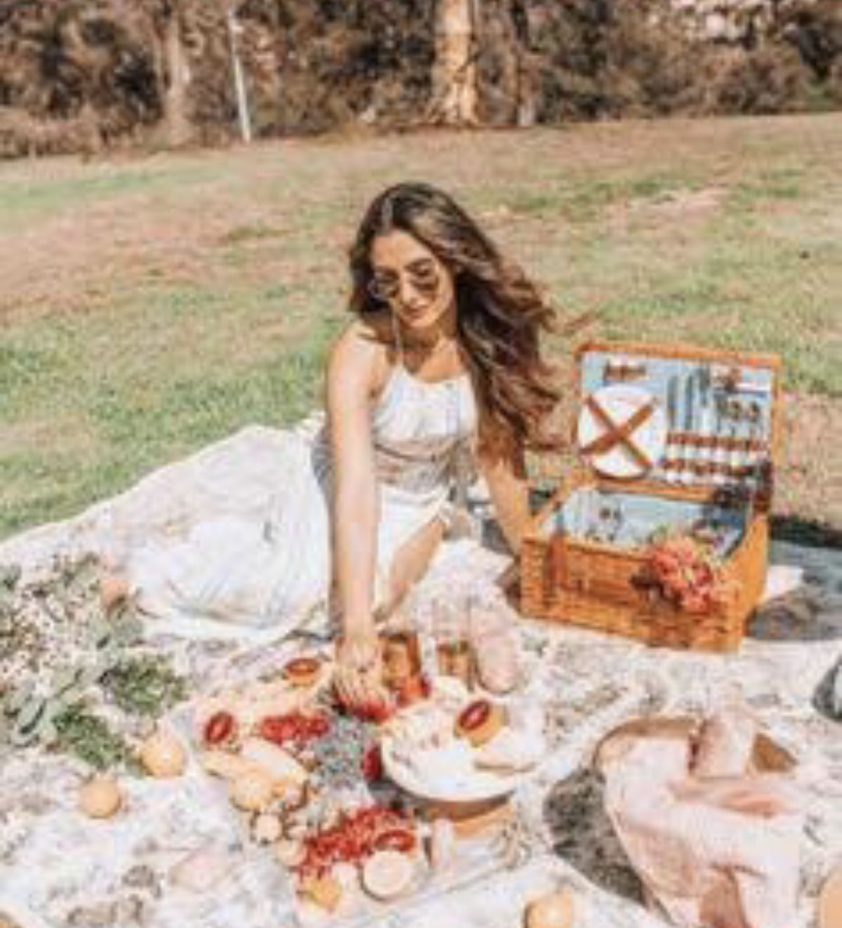 Picnic moodboard reference with styled basket setting